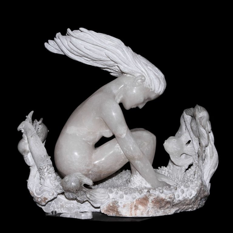 Fille De L Eau Sculpture Marbre Moreau 02