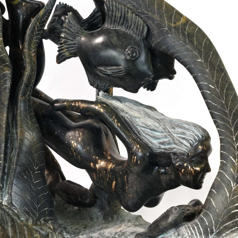 Fille De Ocean Sculpture Symbolique En Pierre Steatite Du Bresil