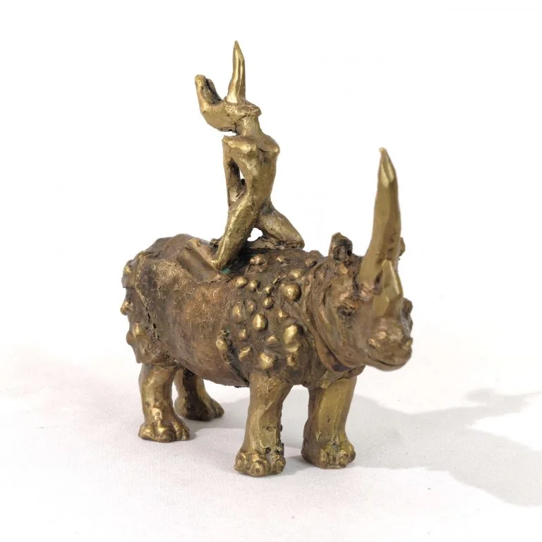 Fille Rhinoceros Sculpture Bronze Moreau 00